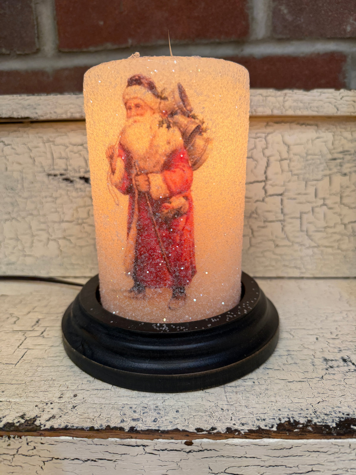 Vintage Walking Santa Candle Sleeve