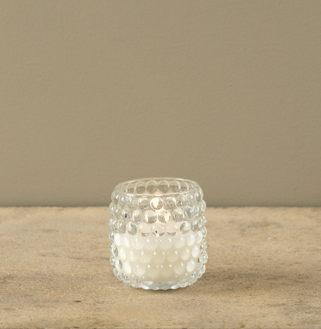 Hobnail Glass 3D Flame Candle