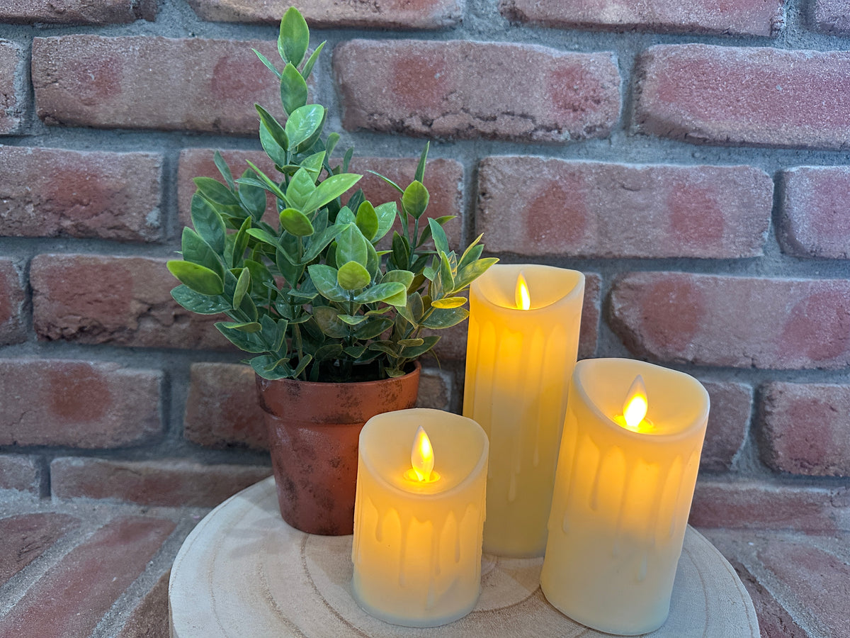 Moving Flame Slim Pillar Candles - 3 Sizes