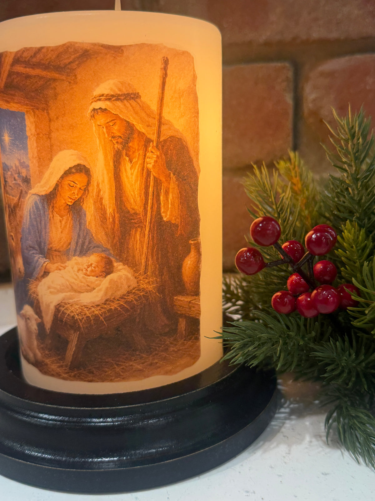 Night Nativity Family Candle Sleeve
