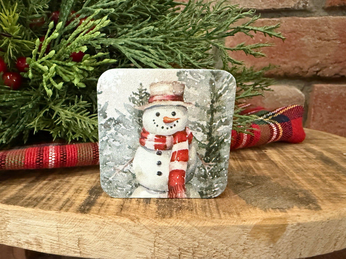 Mini Snowman Red Scarf Block -2 Styles