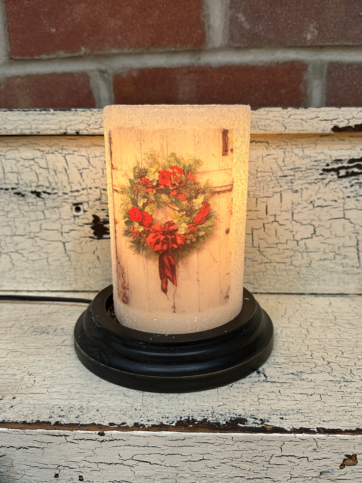Vintage Christmas Wreath Candle Sleeve