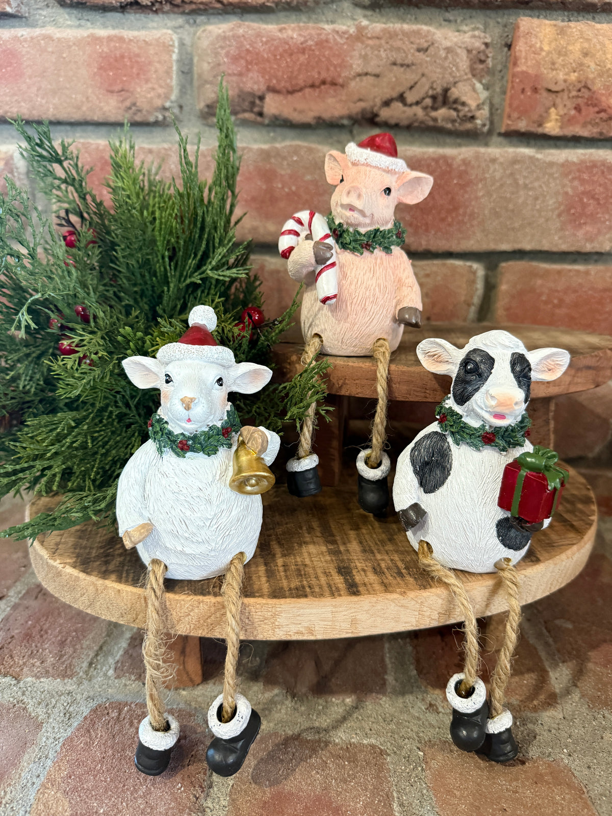 Holiday Farm Animal Shelf Sitter - 3 Styles