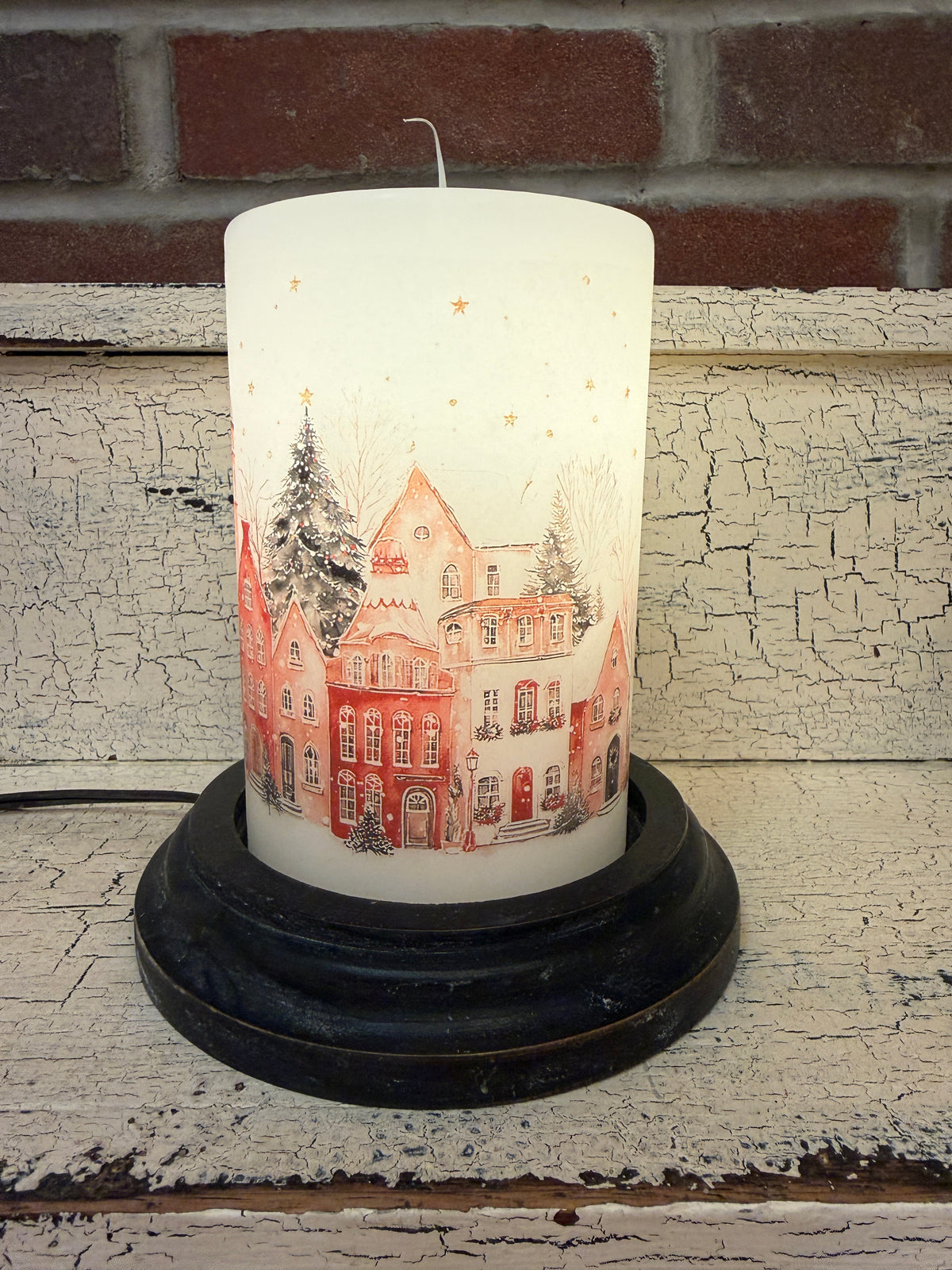 Winter Christmas Village Candle Sleeve