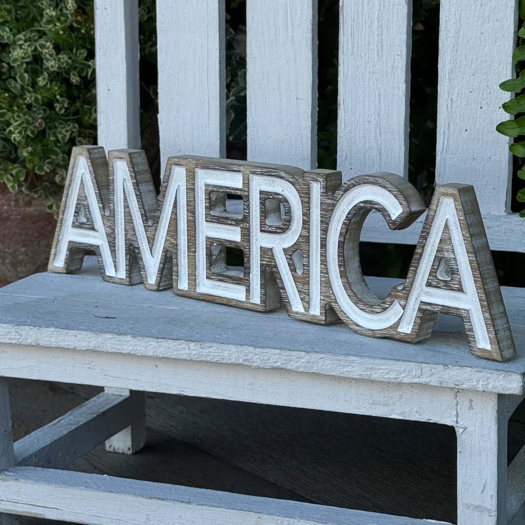 America Carved Word