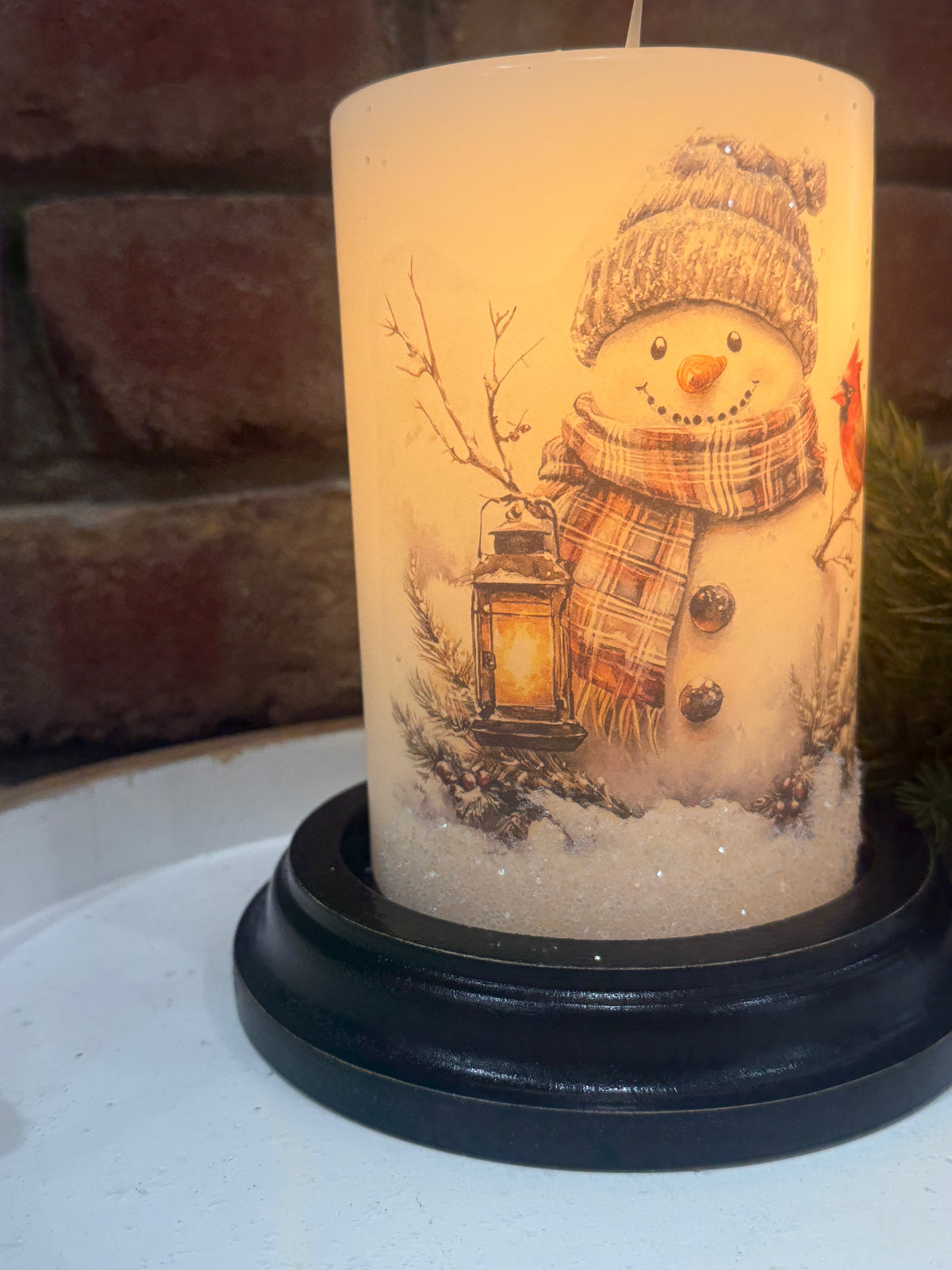 Woodsy Wilbur Snowman Candle Sleeve