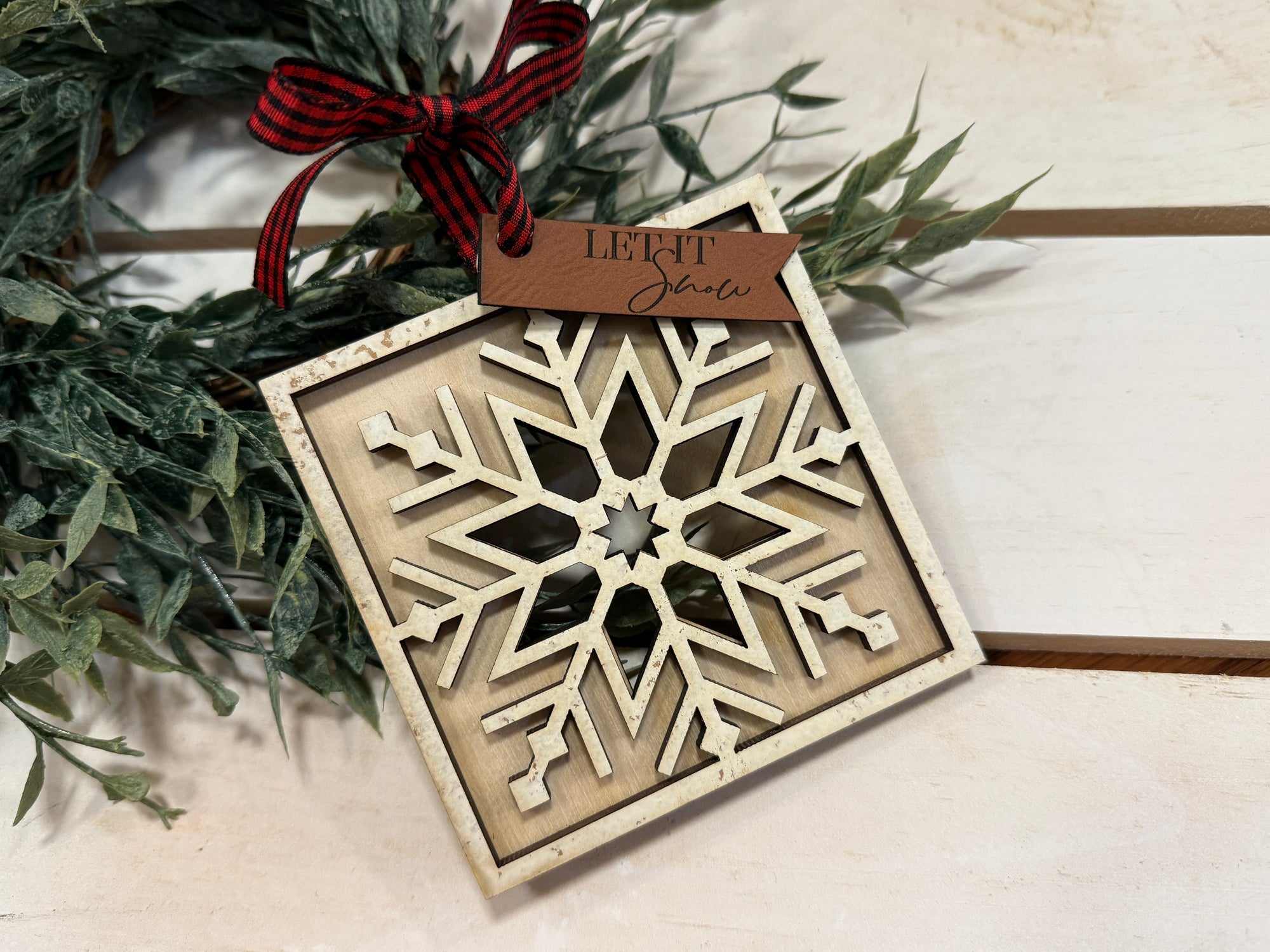 Handmade Let it Snow Square Ornament