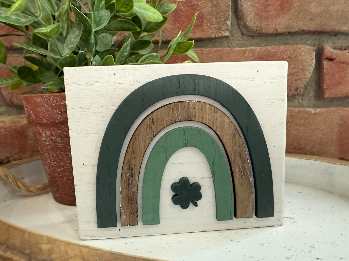 Rainbow Shamrock Wood Block
