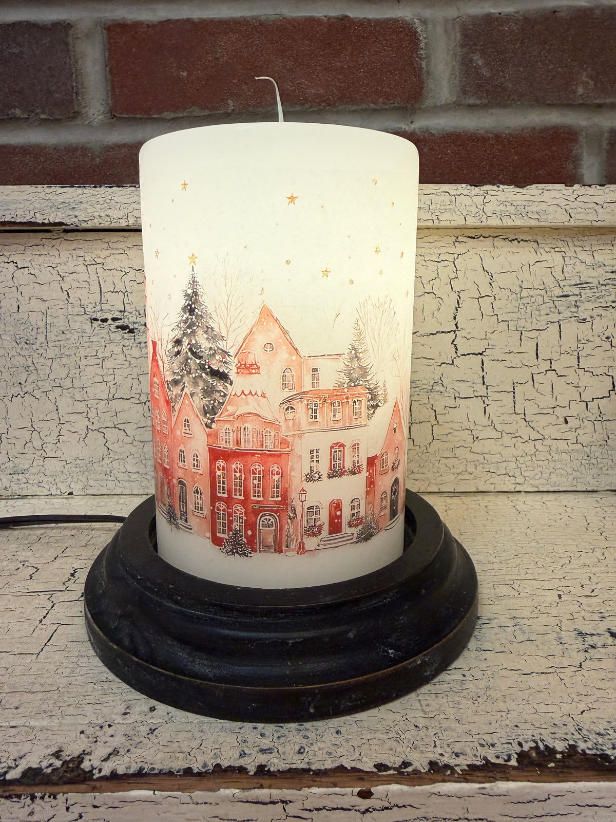 Winter Christmas Village Candle Sleeve
