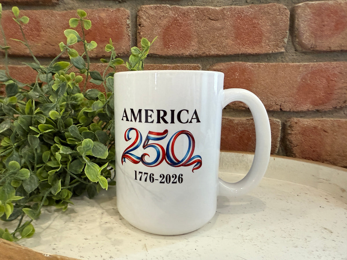 Patriotic Red White Blue 250 Anniversary Mug