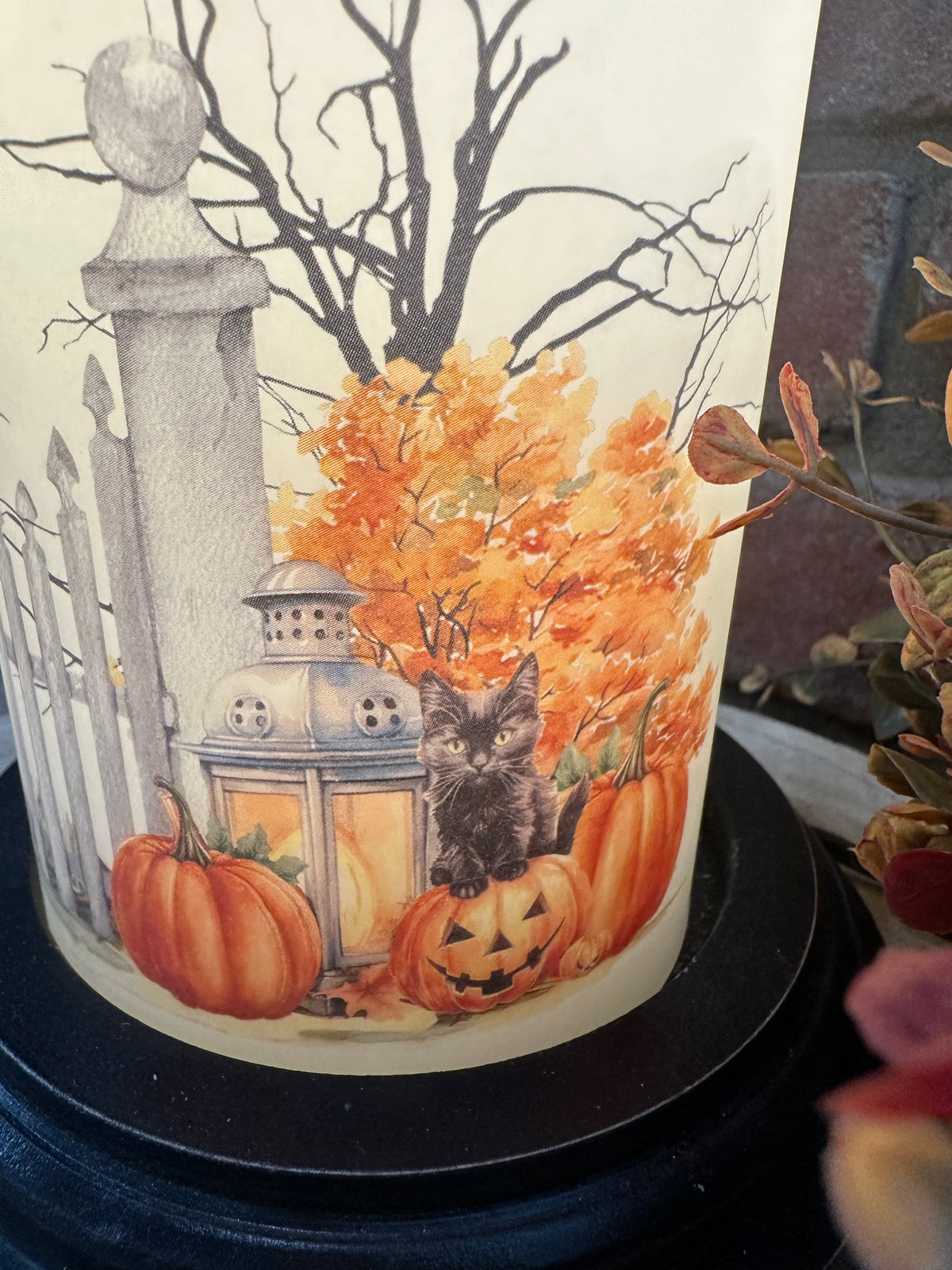 Halloween Garden Gate Candle Sleeve