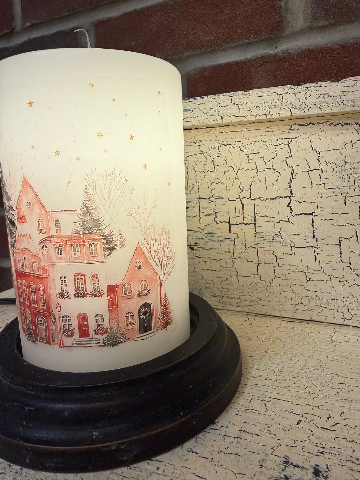 Winter Christmas Village Candle Sleeve