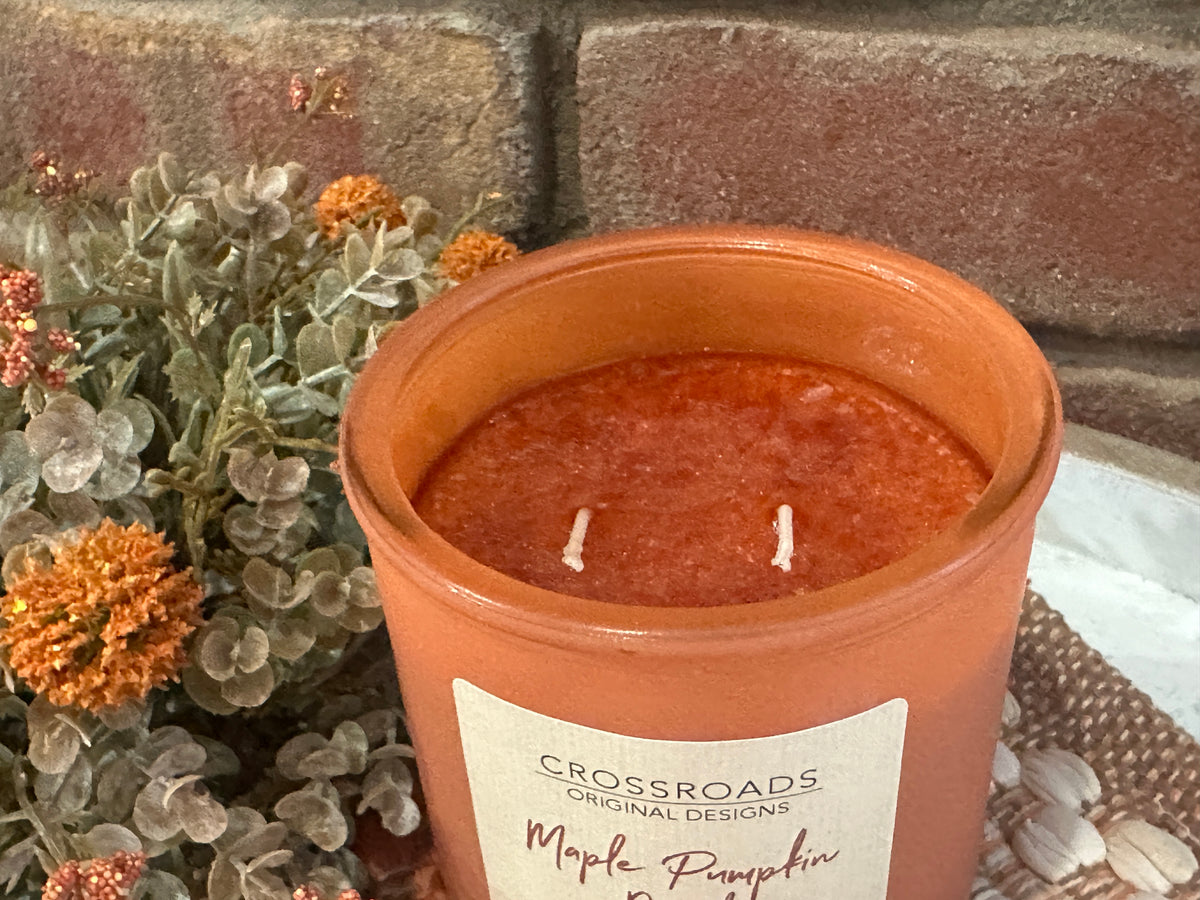 Maple Pumpkin Donut Colored Glass 14 oz Candle