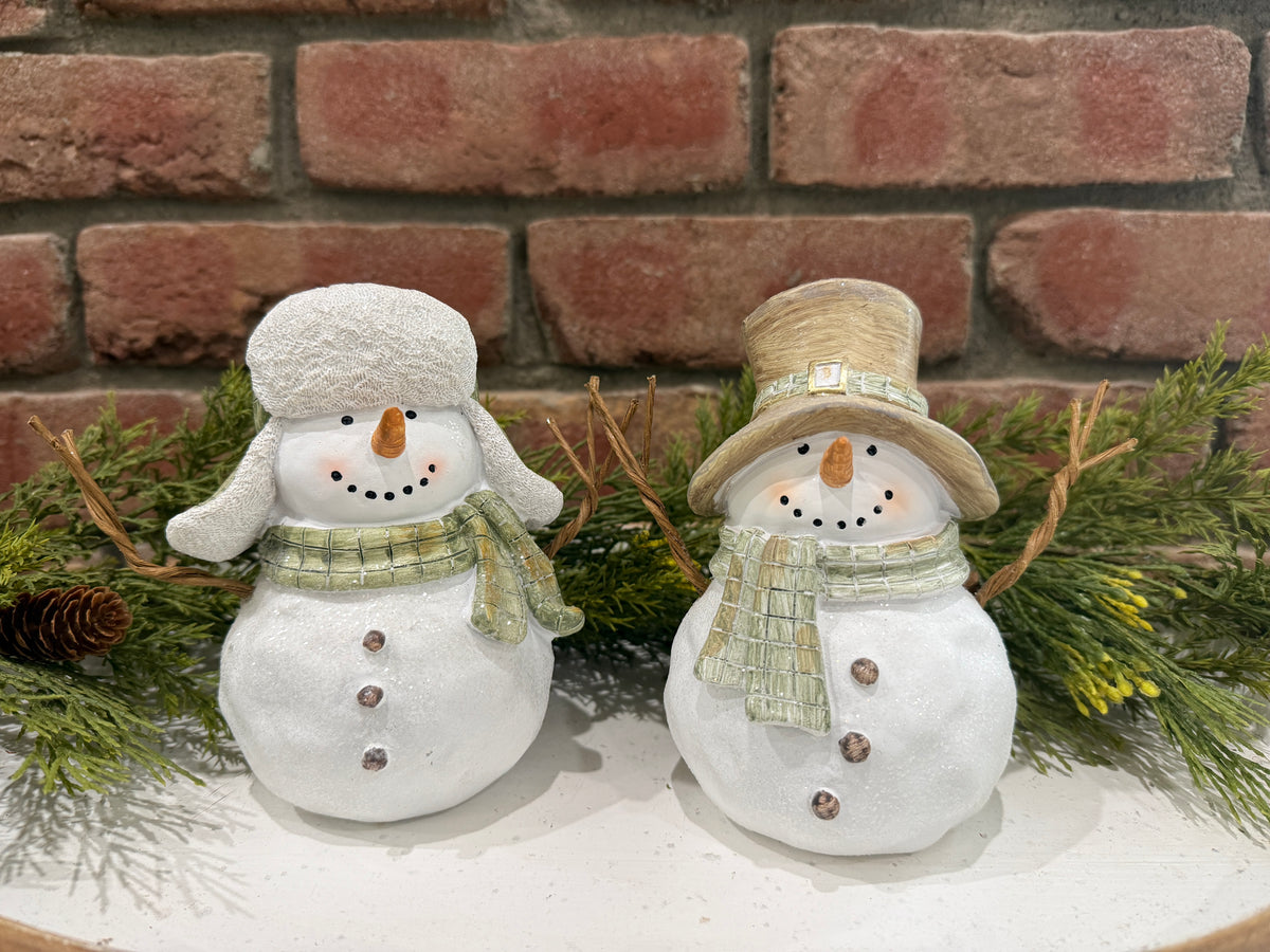Green and White Snowman - 2 Sizes