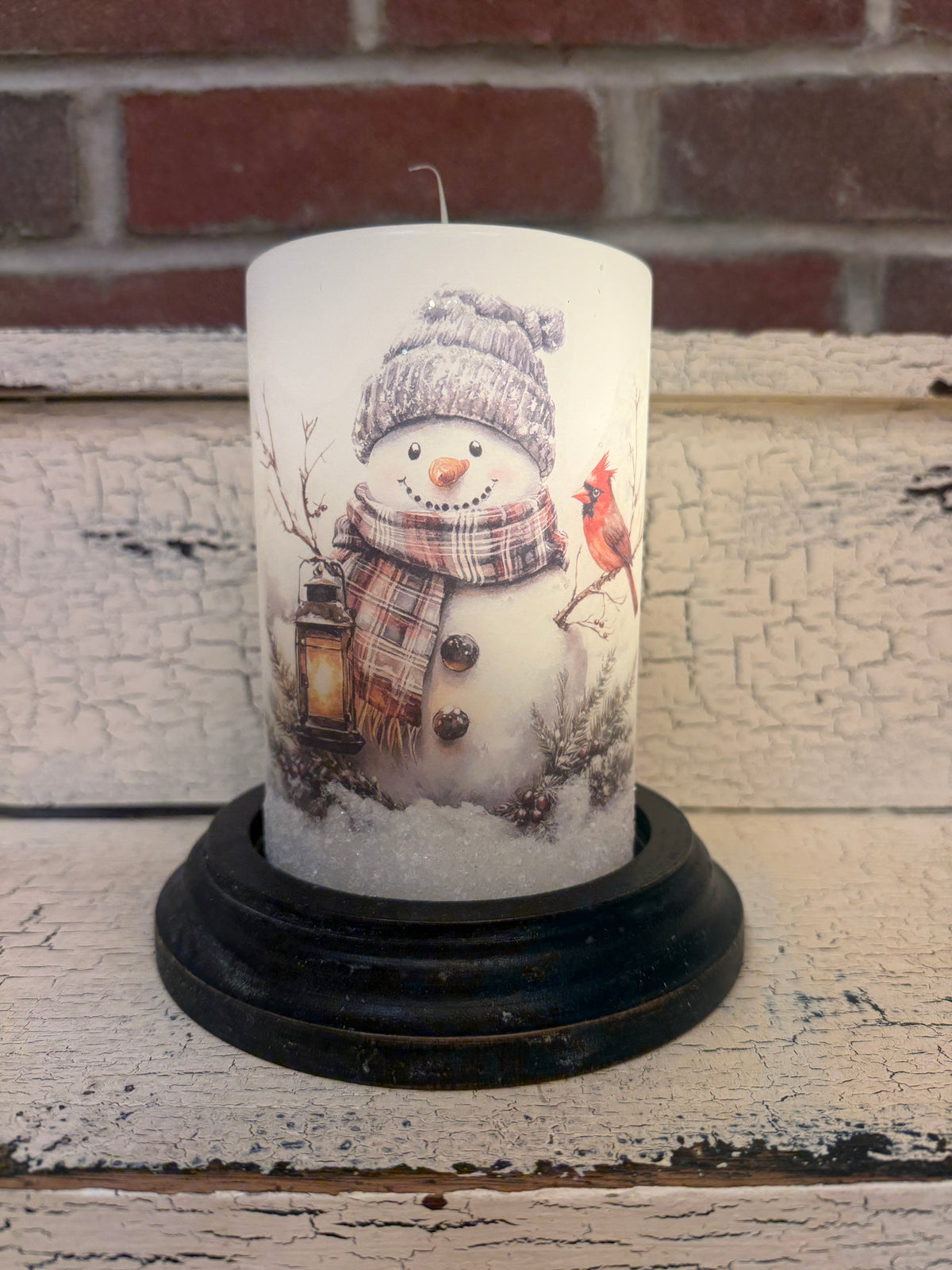 Woodsy Wilbur Snowman Candle Sleeve