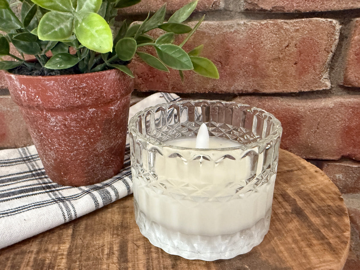 Faceted Glass 3D Flame Candle