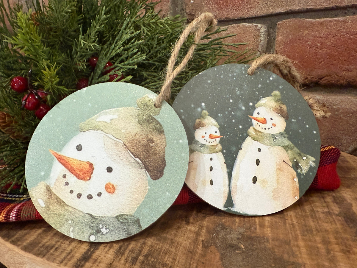 Green Snowman Ornament - 2 Styles