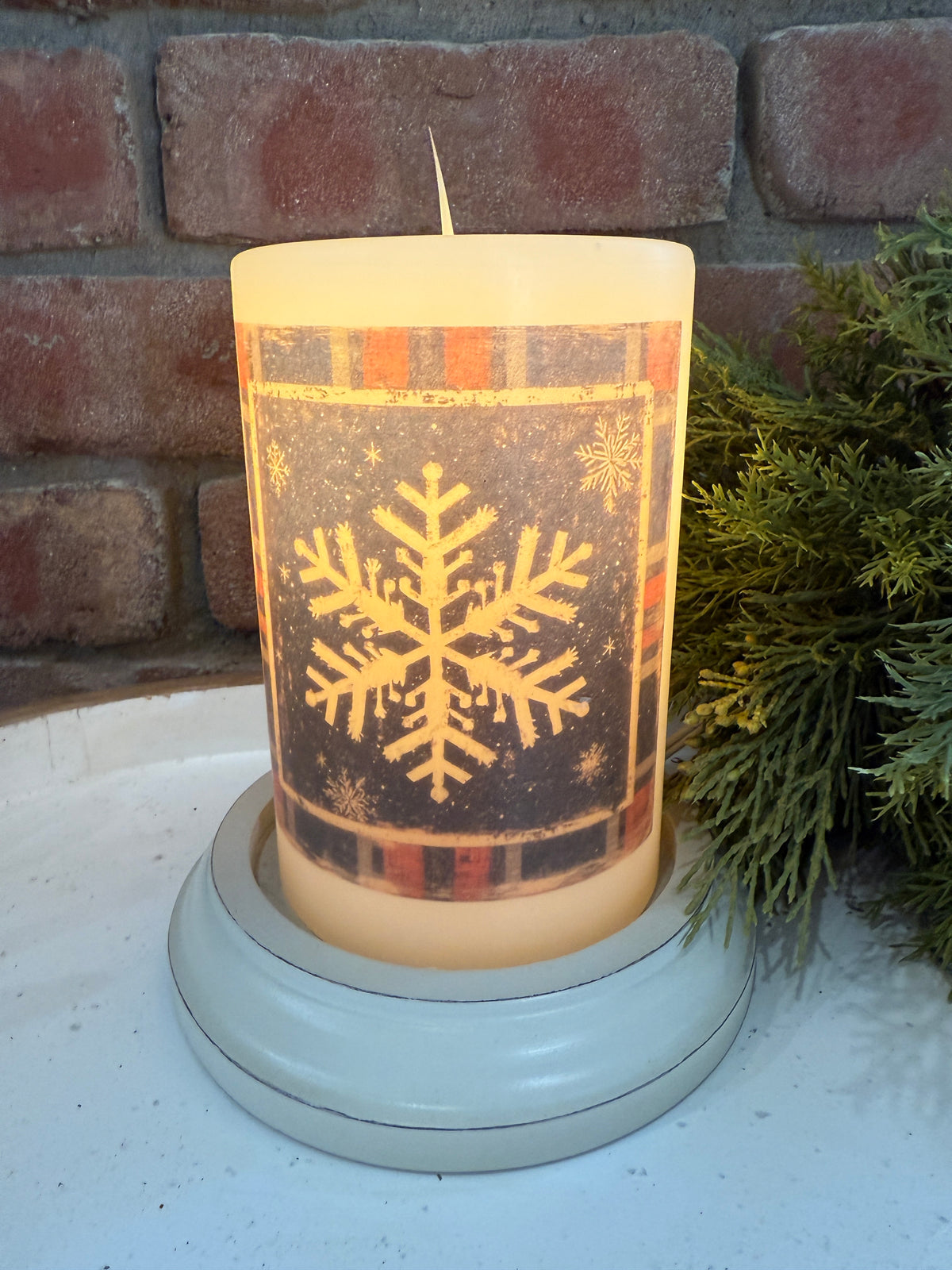 Primitive Snowflake Candle Sleeve
