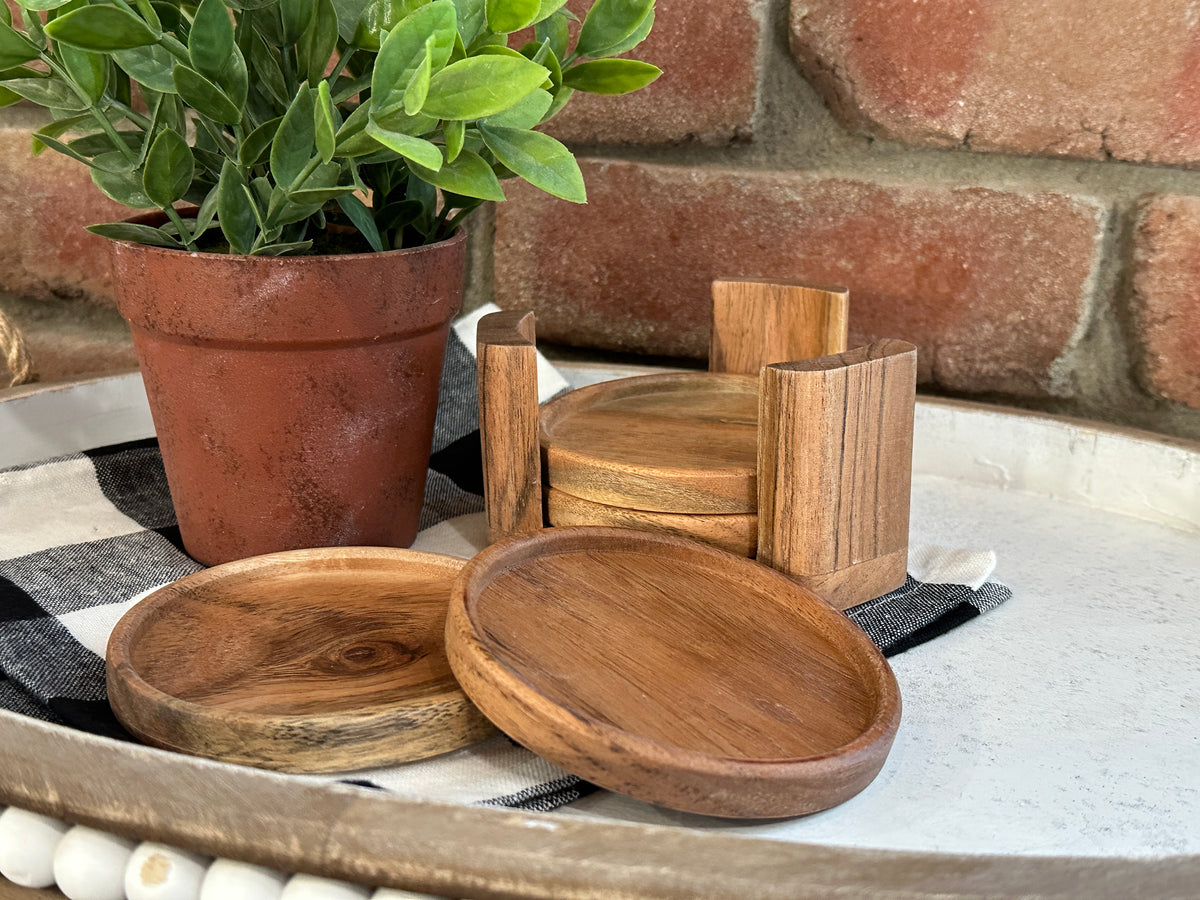 Wood Coasters with Stand