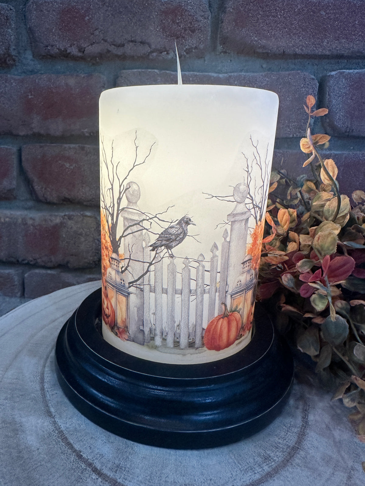 Halloween Garden Gate Candle Sleeve
