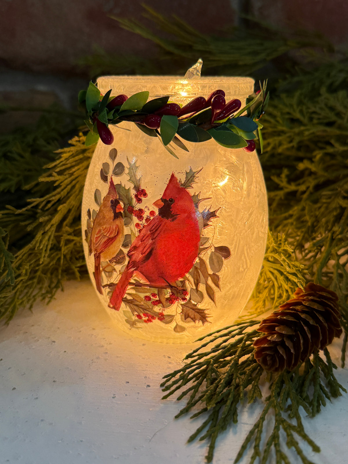 Cardinal Holiday Jar Light - 2 Styles