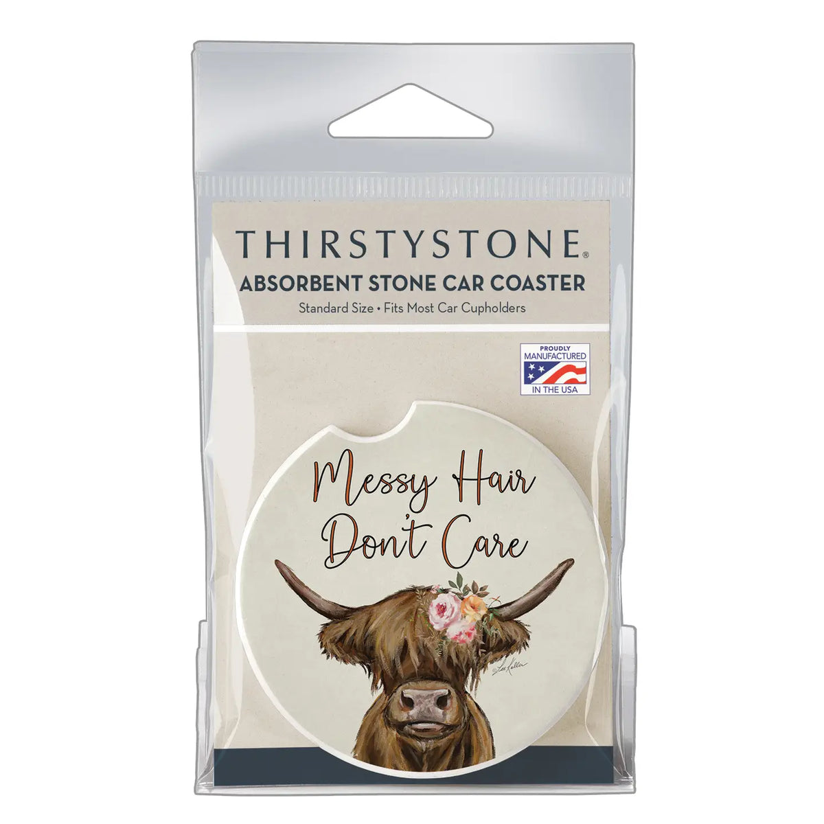 Messy Hair Cow Car Coaster