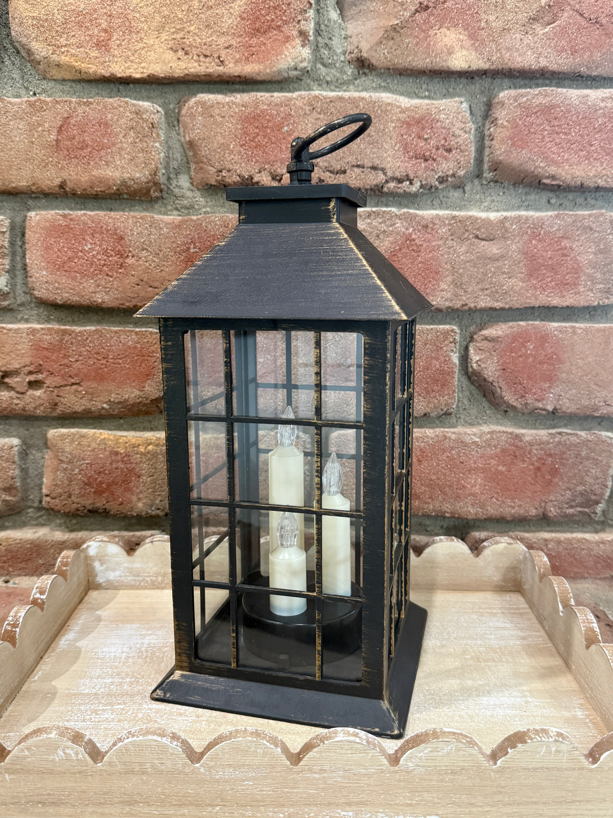 Lighted Lantern with Candle Trio