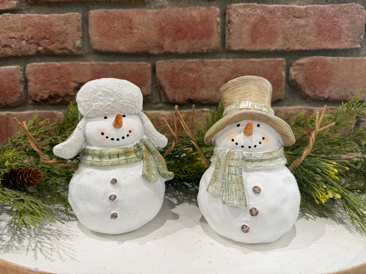 Green and White Snowman - 2 Sizes