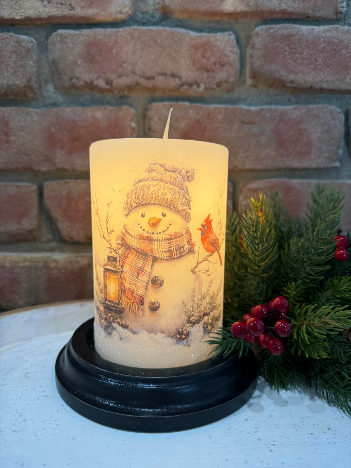Woodsy Wilbur Snowman Candle Sleeve