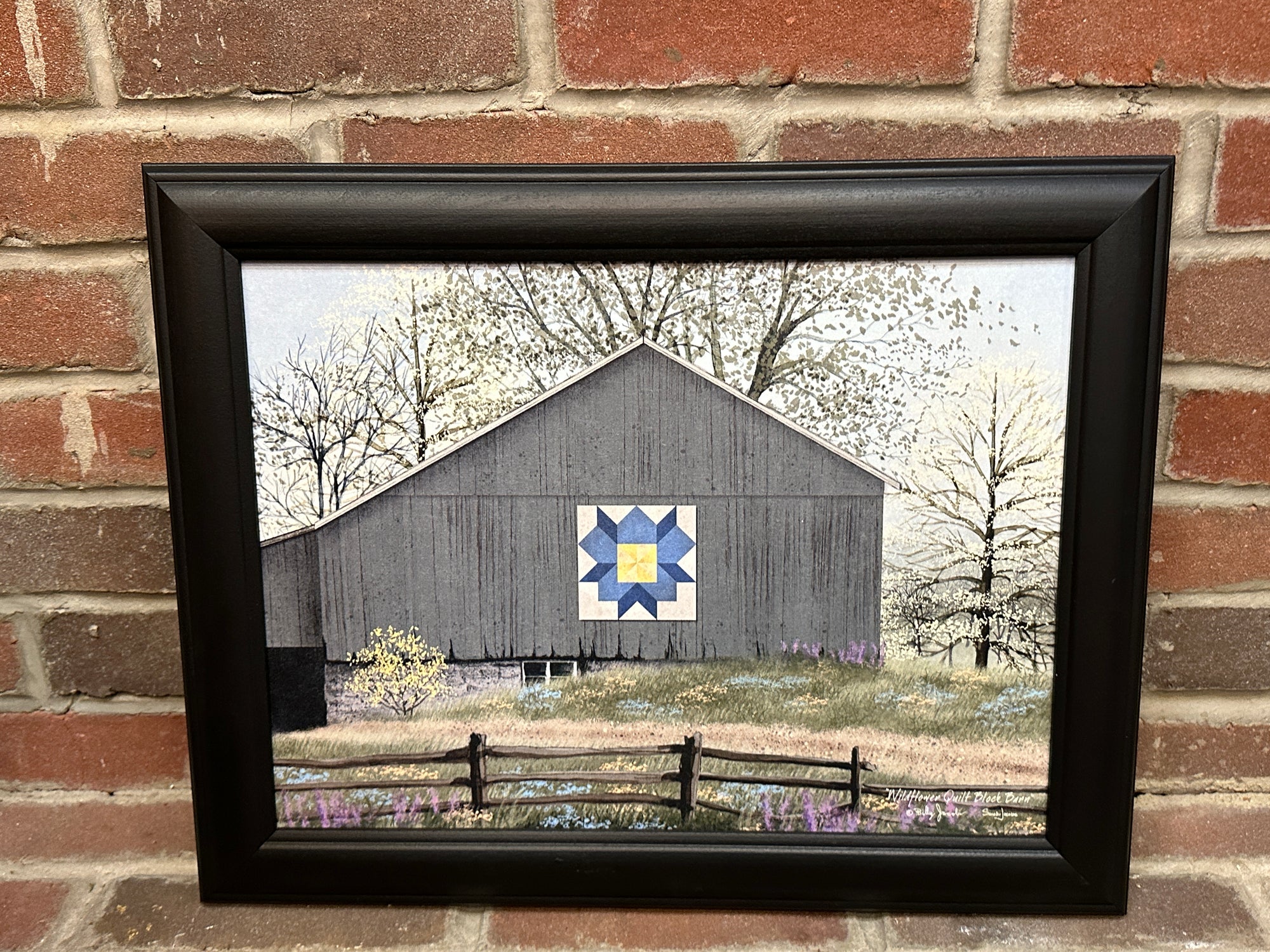 Wildflower Quilt Block Barn Framed Print