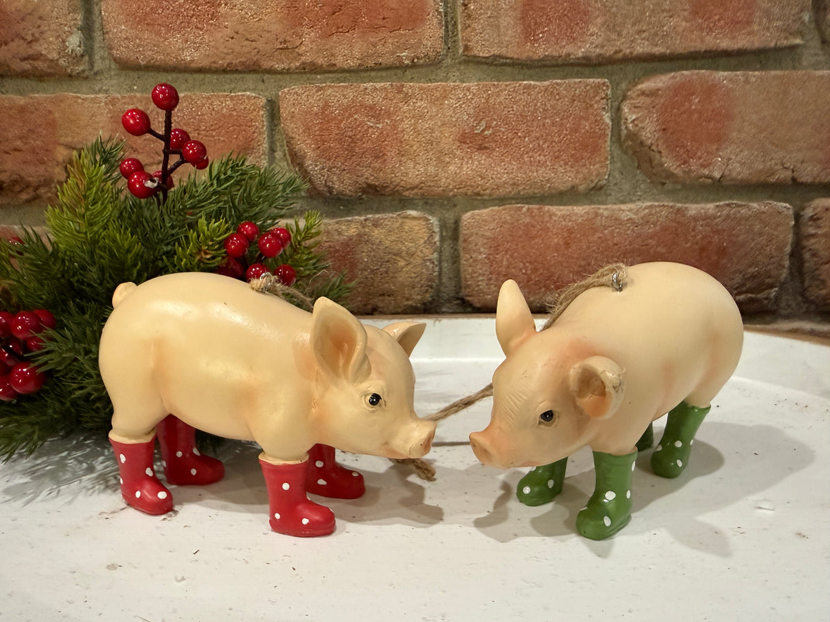 Pigs with Rain Boots Ornament - 2 Styles