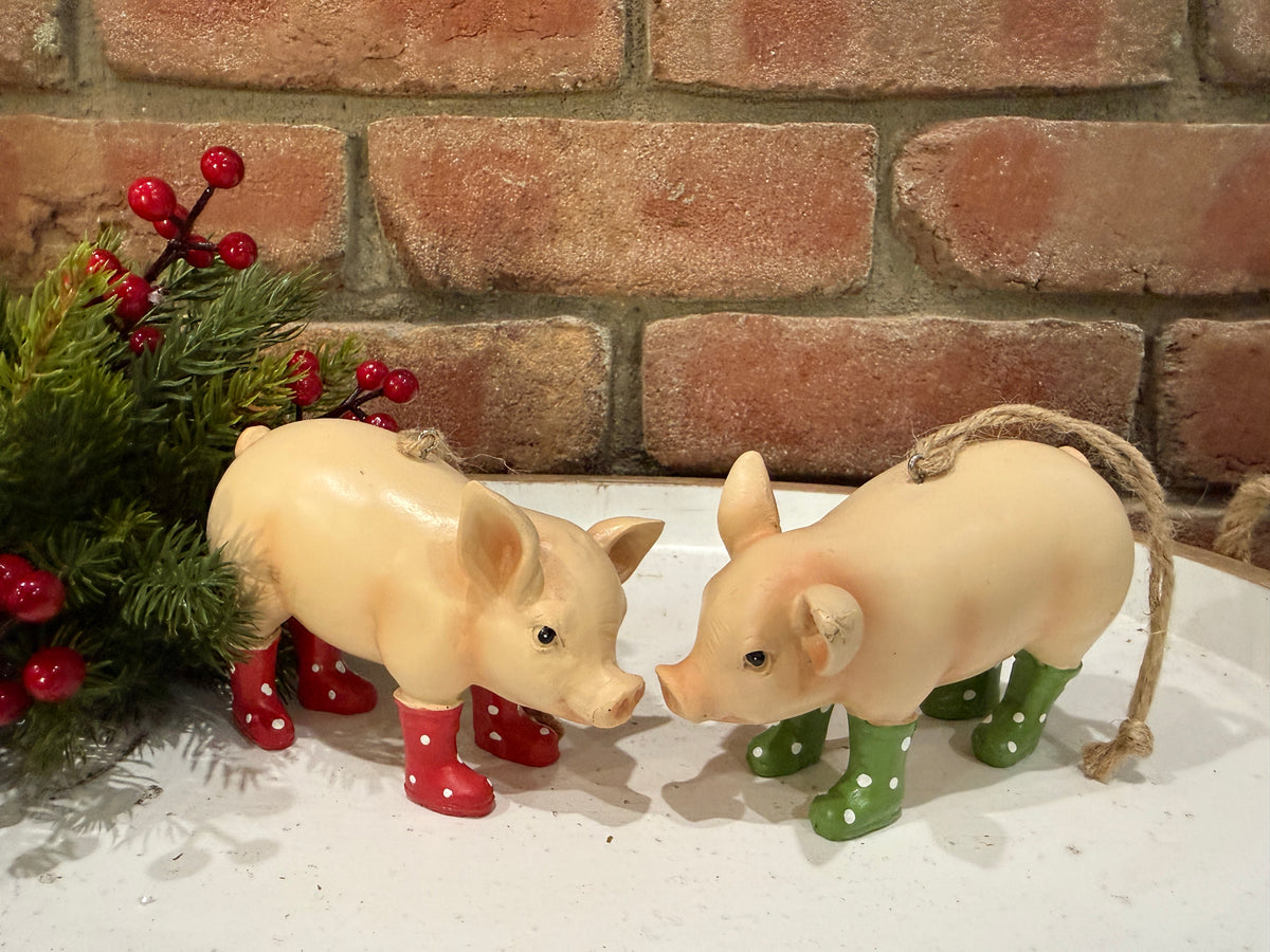 Pigs with Rain Boots Ornament - 2 Styles