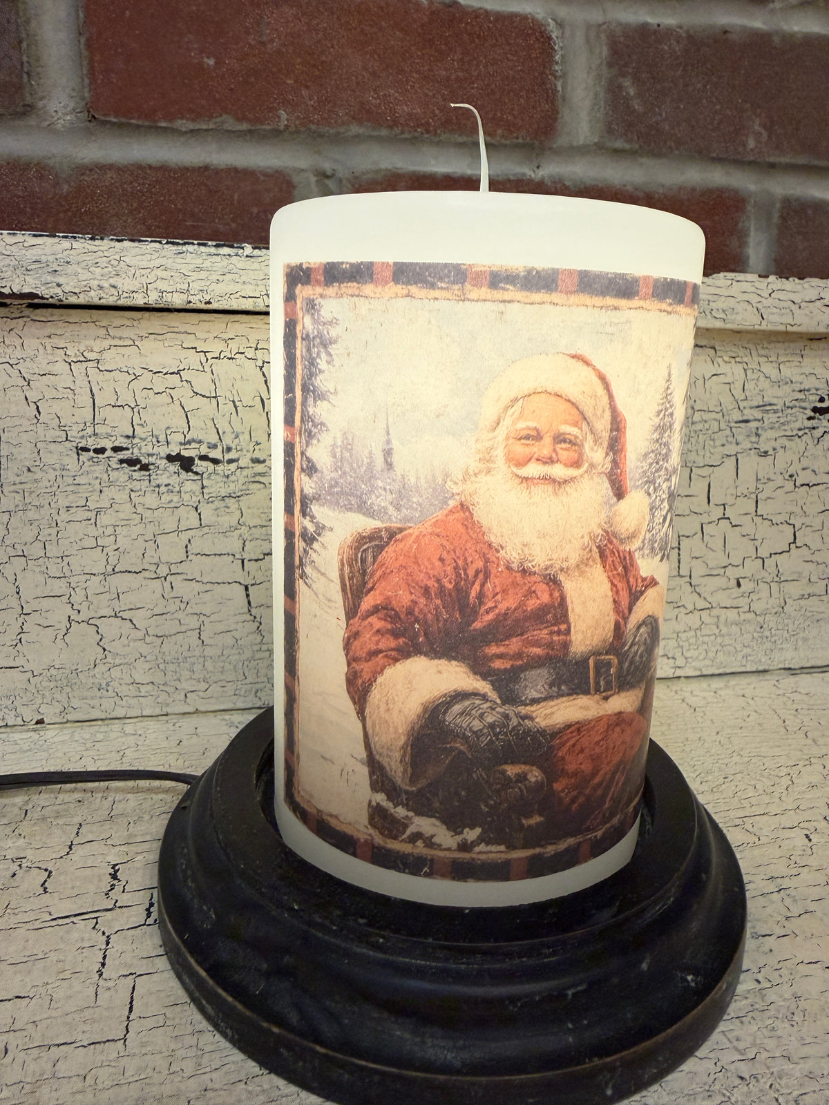 Homespun Plaid Santa Candle Sleeve