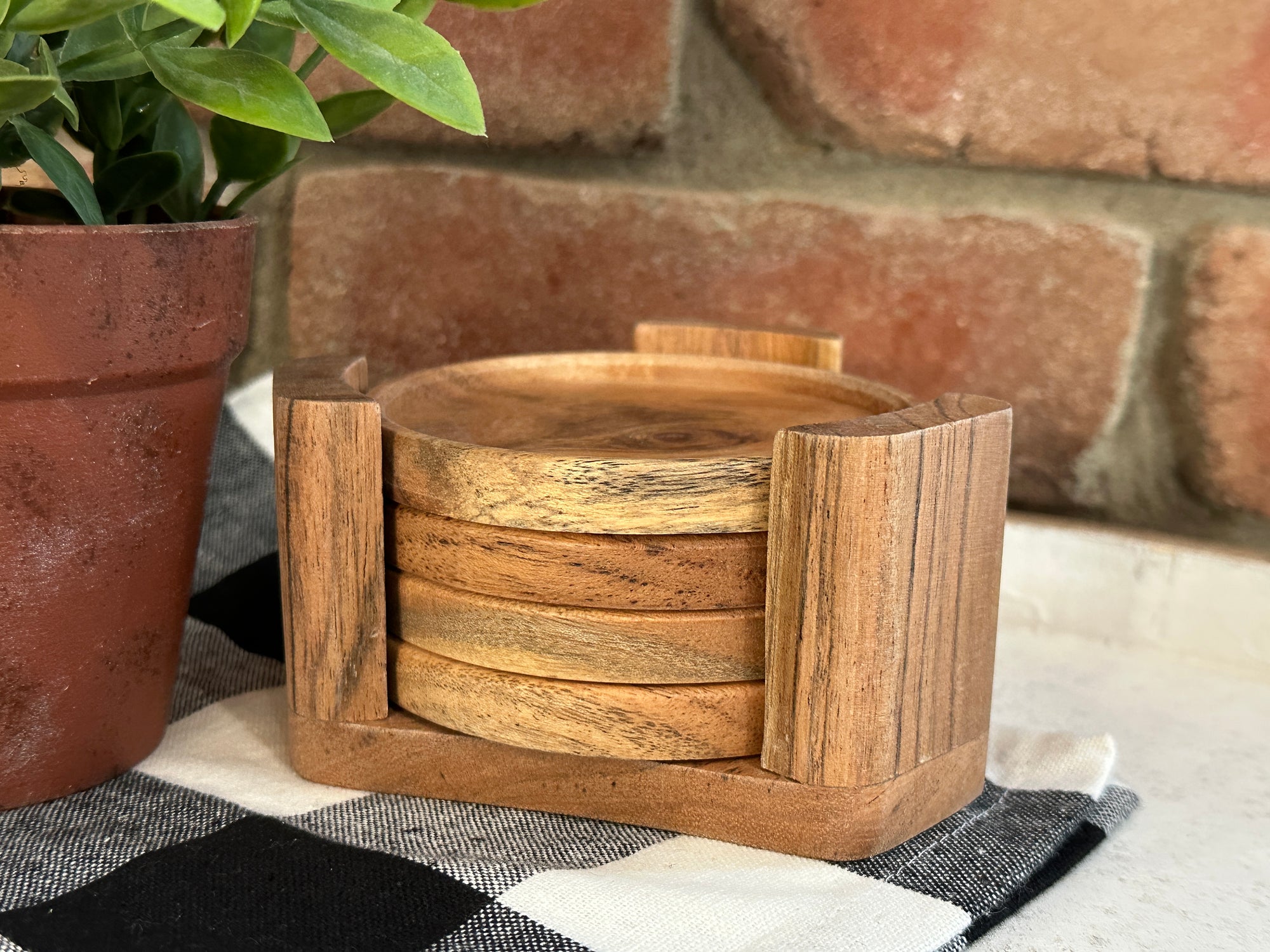 Wood Coasters with Stand