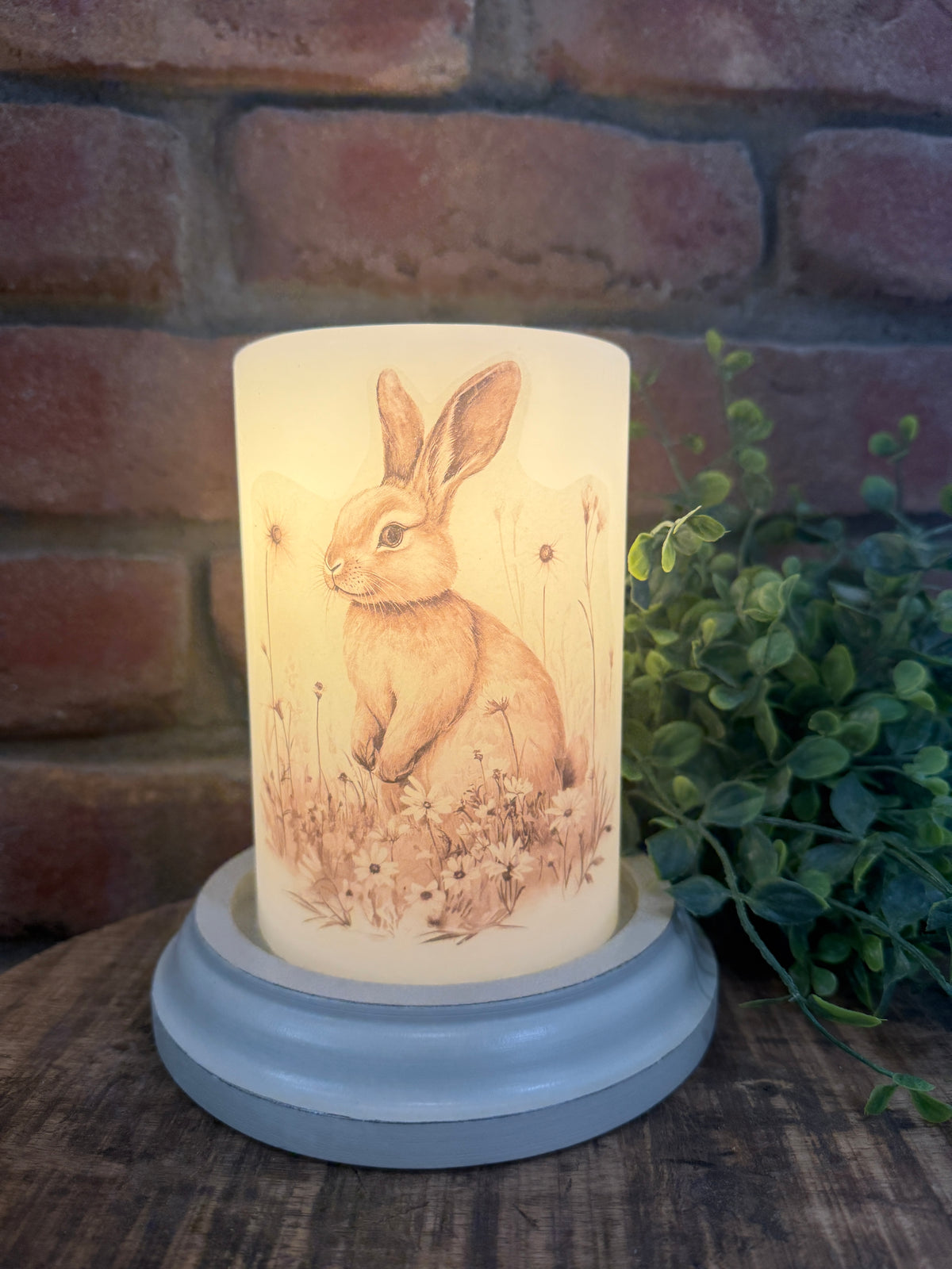 Neutral Sketched Bunny Candle Sleeve