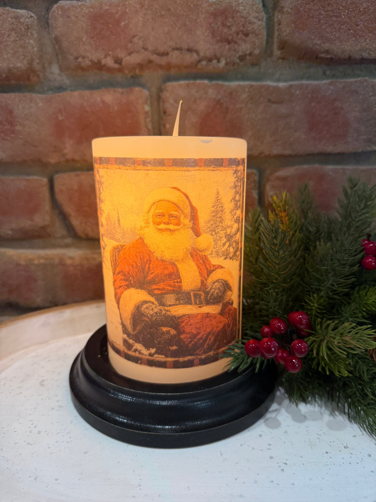 Homespun Plaid Santa Candle Sleeve