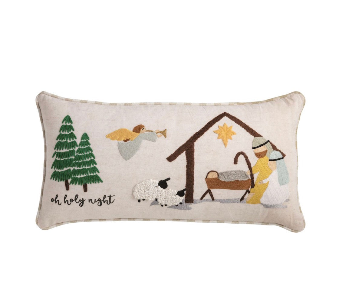 Manger Embroidered Pillow