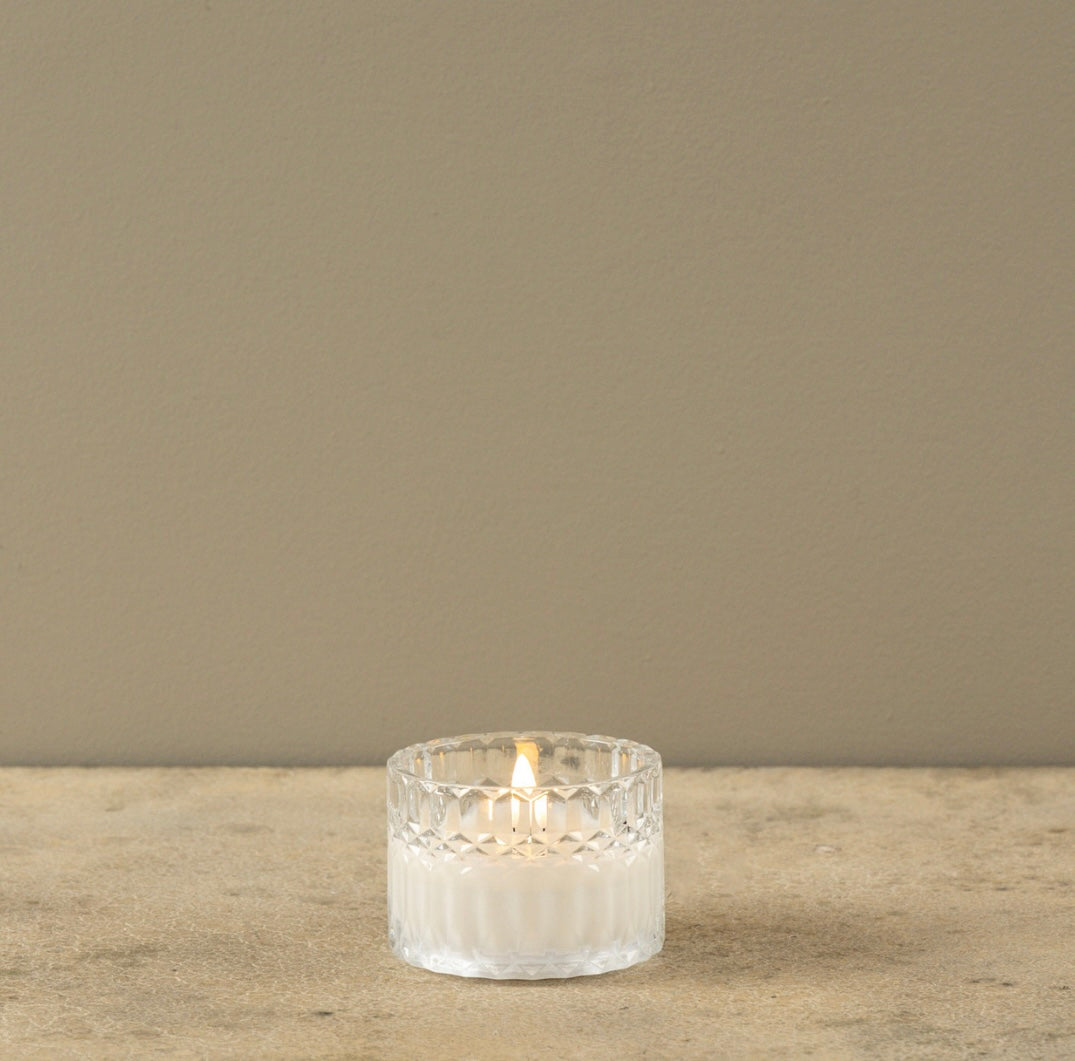 Faceted Glass 3D Flame Candle
