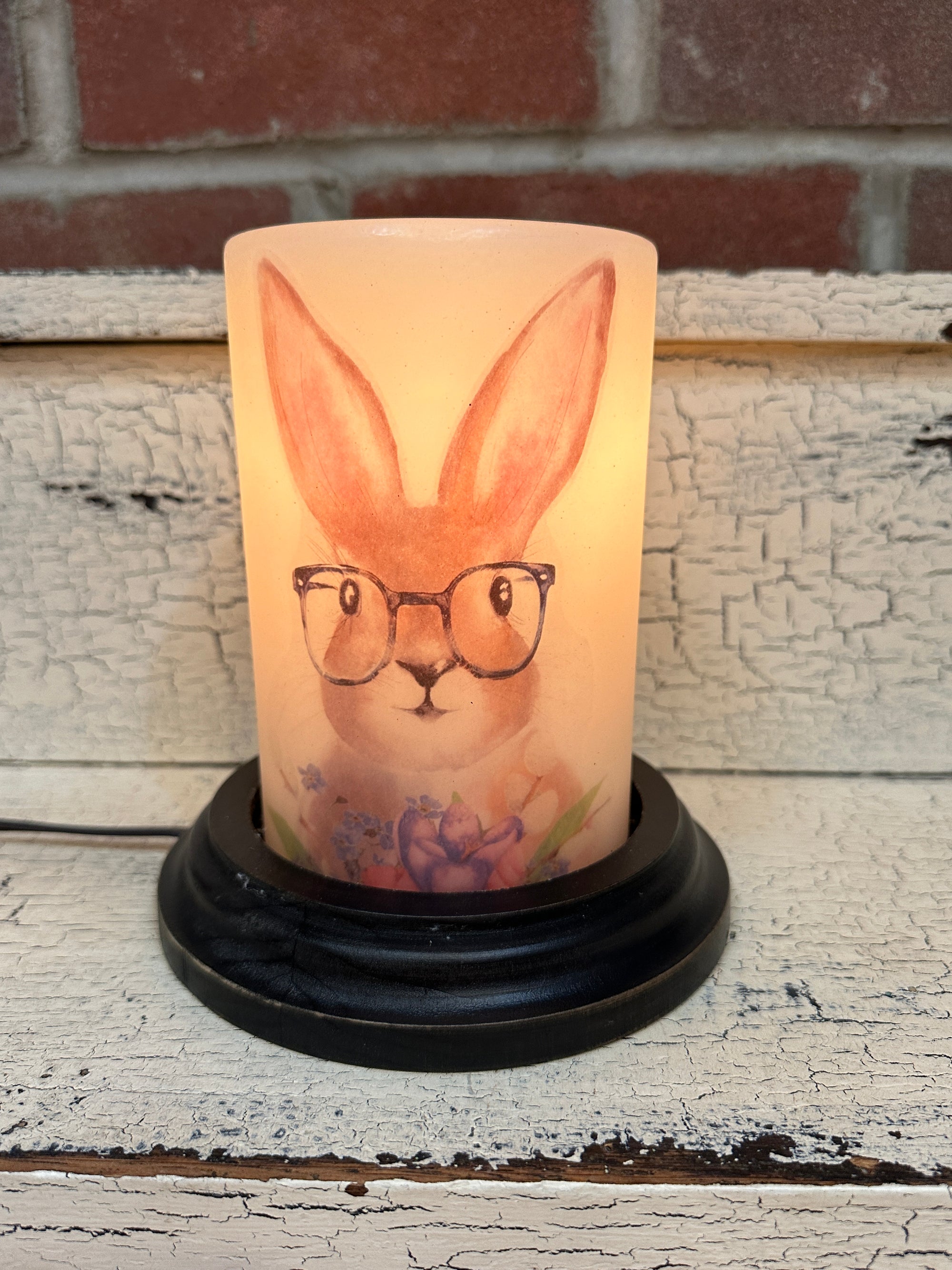 Curious Brown Bunny with Flowers Candle Sleeve