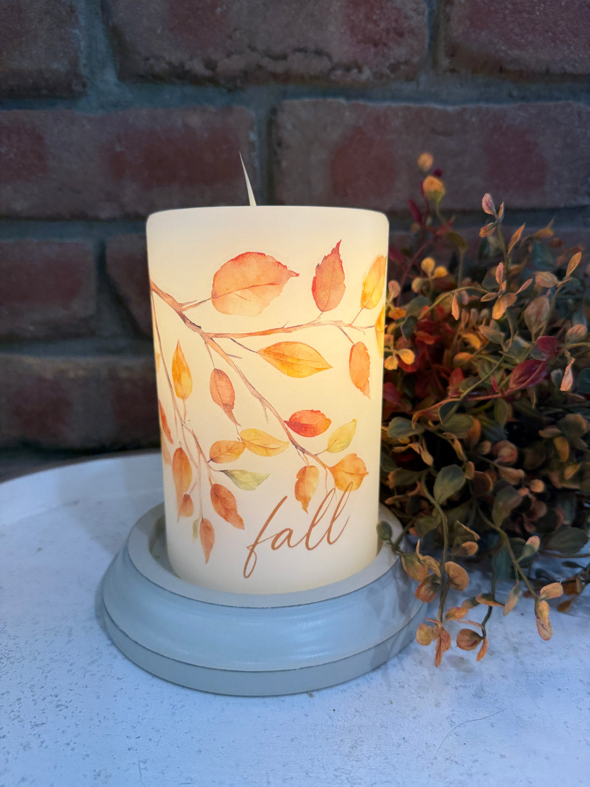 Autumn Leaves Branch Candle Sleeve