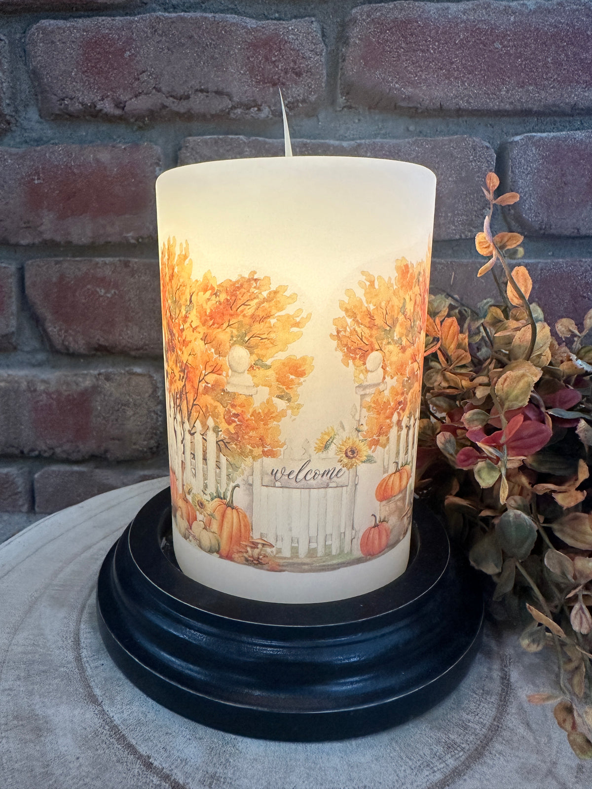 Fall Garden Gate Candle Sleeve