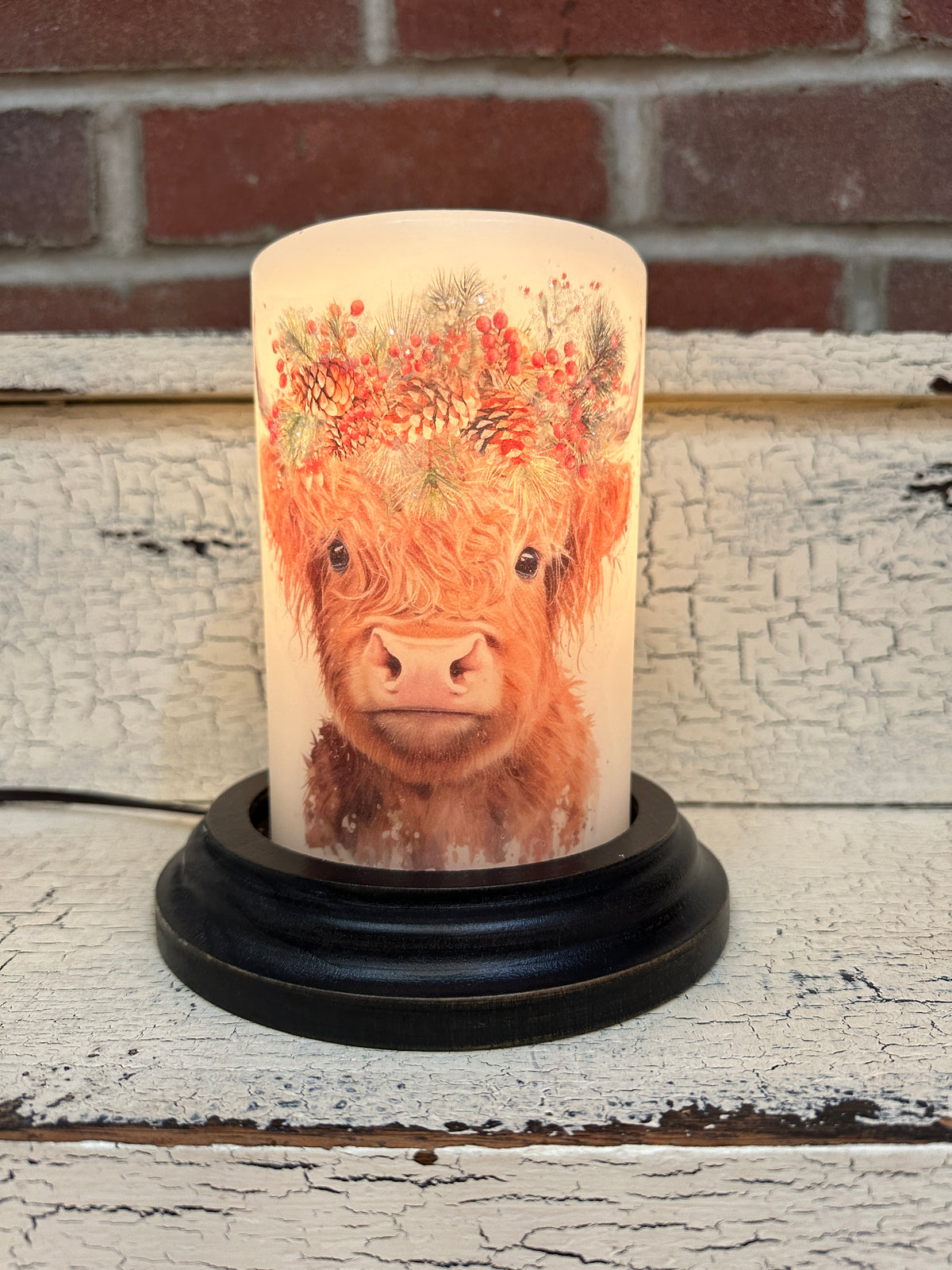 Poppy Highland Cow Holiday Candle Sleeve