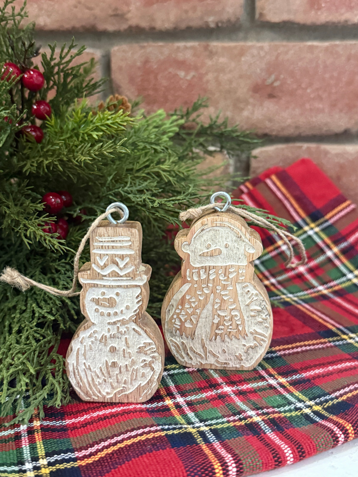 Carved Snowman Ornament - Two Styles