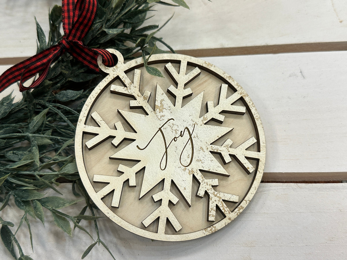 Handmade Joy Snowflake Ornament