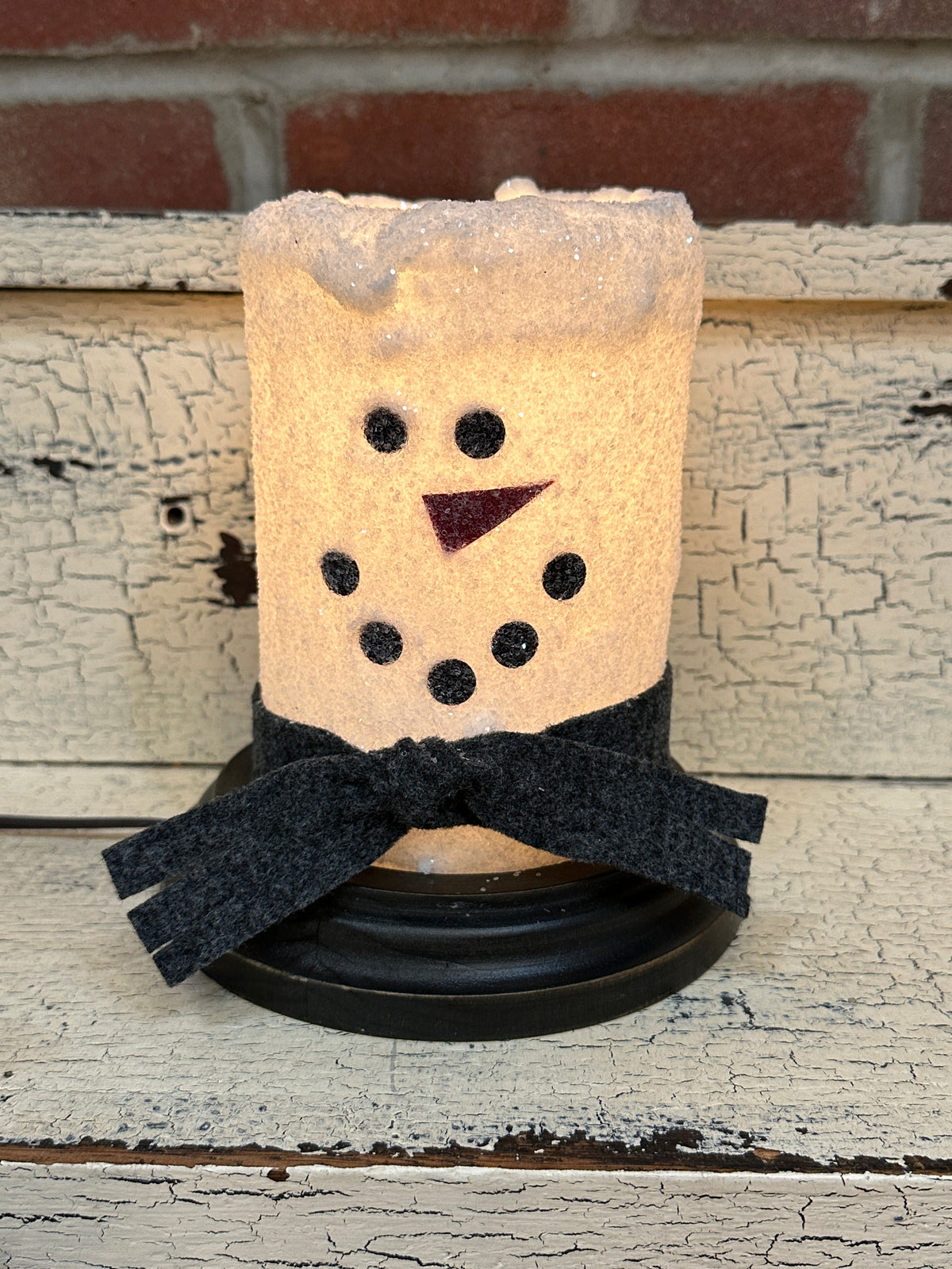 Sam Snowman Gray Scarf Candle Sleeve