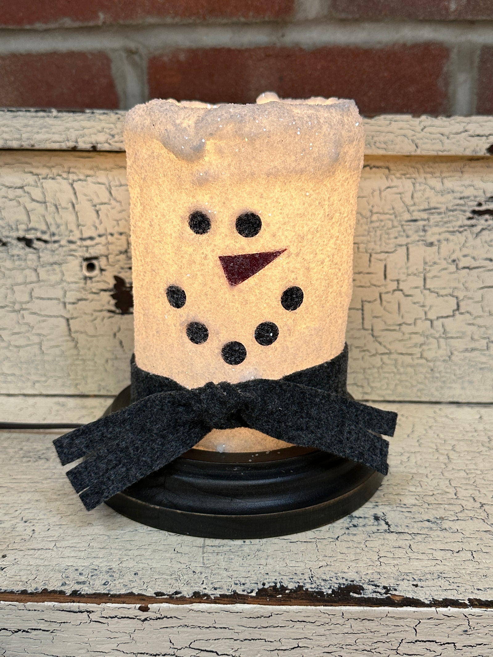 Sam Snowman Gray Scarf Candle Sleeve