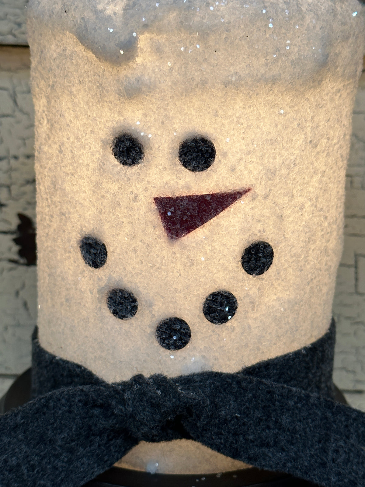 Sam Snowman Gray Scarf Candle Sleeve