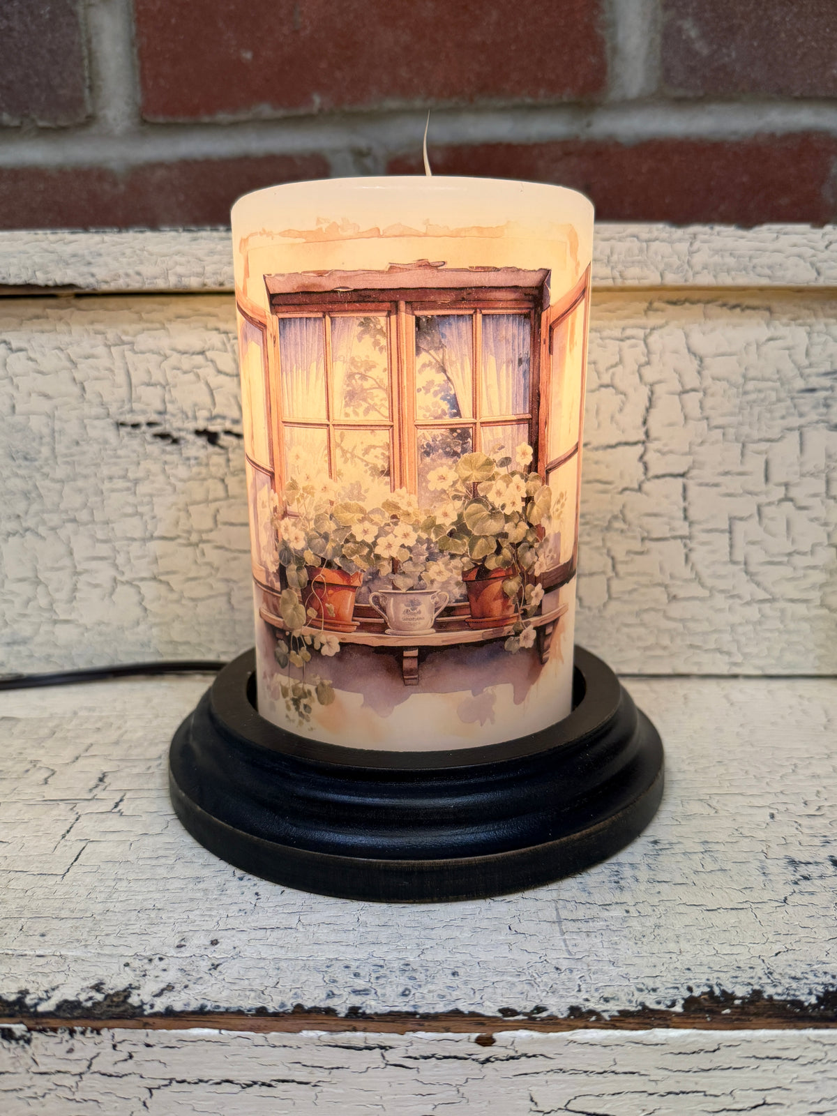 Weathered Garden Window Candle Sleeve
