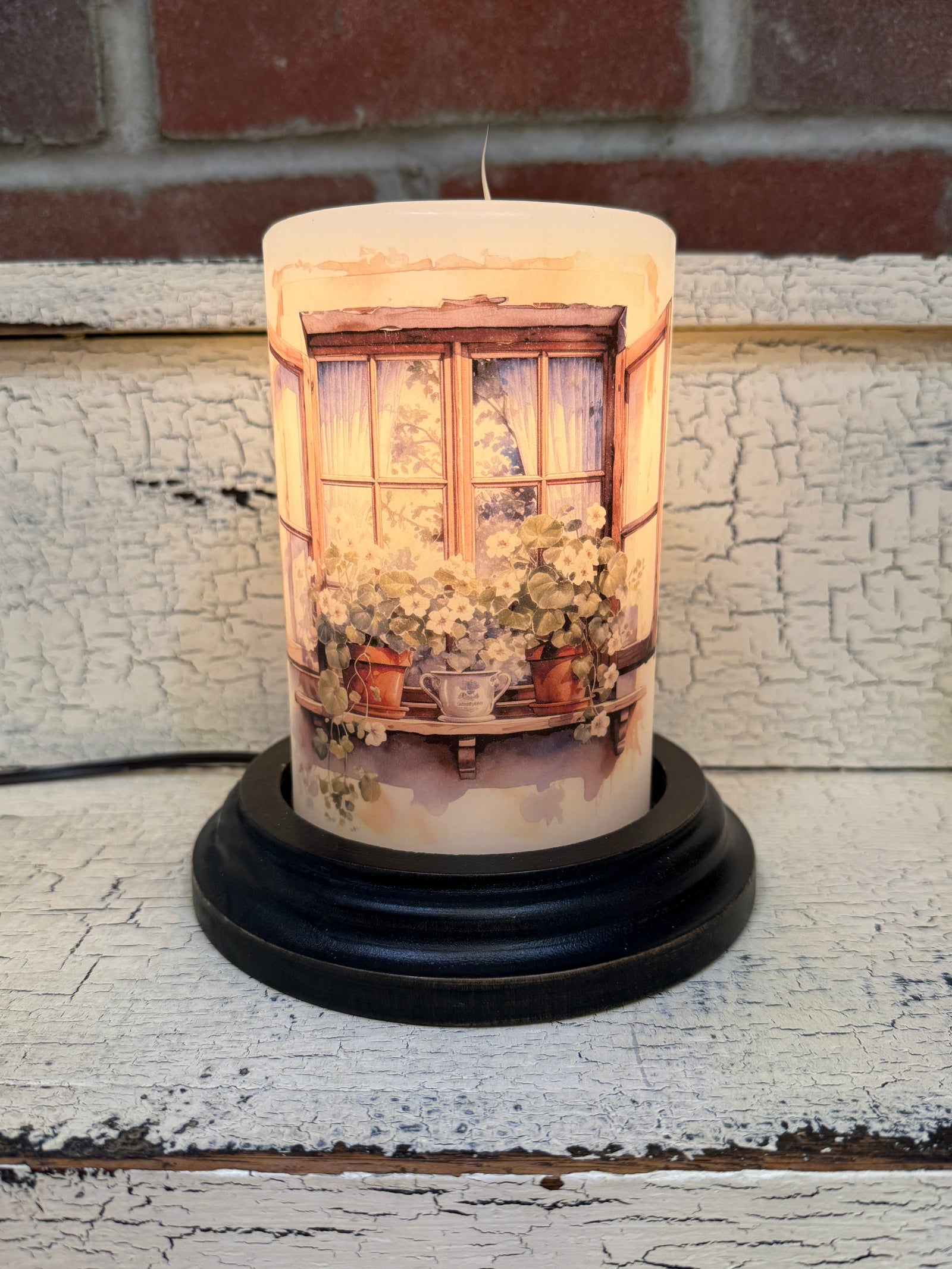 Weathered Garden Window Candle Sleeve