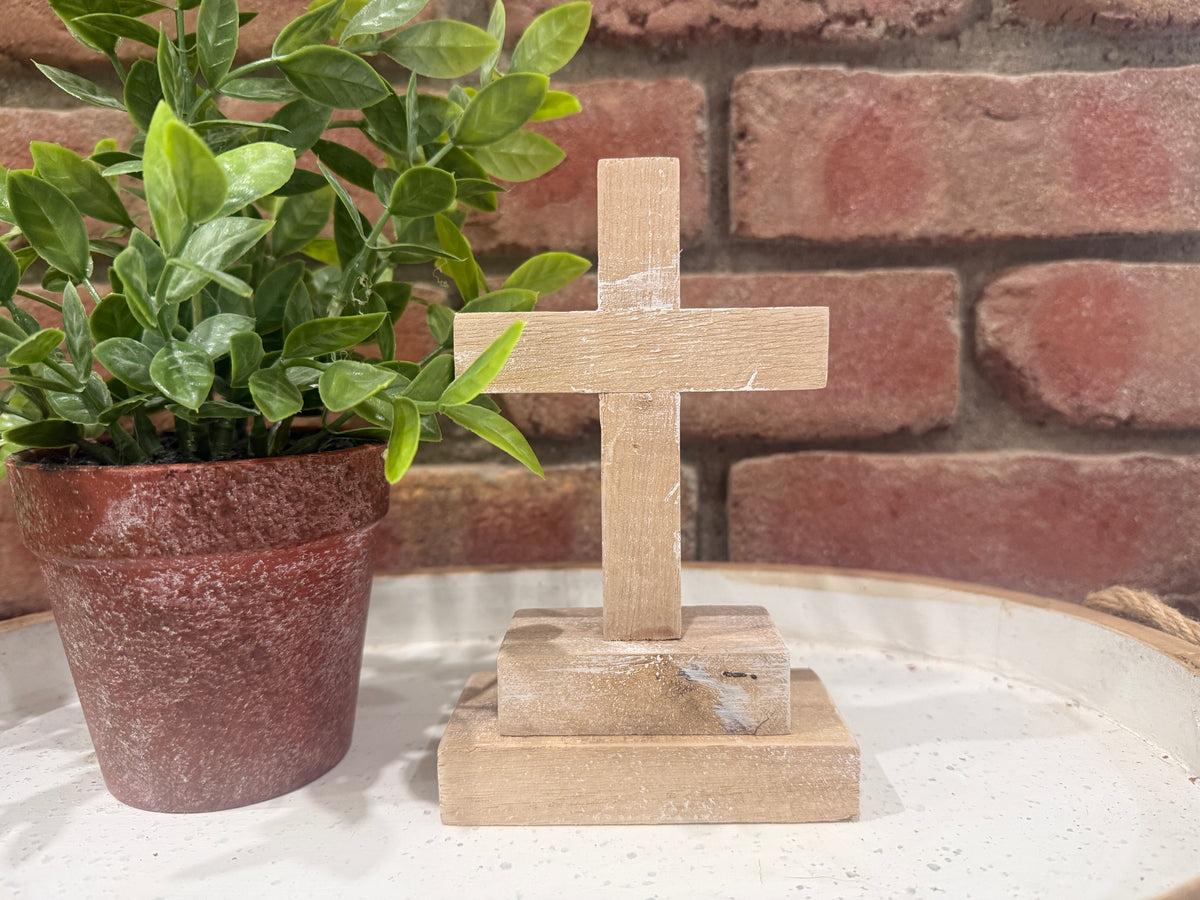 Wood Cross on Stand - 2 Sizes